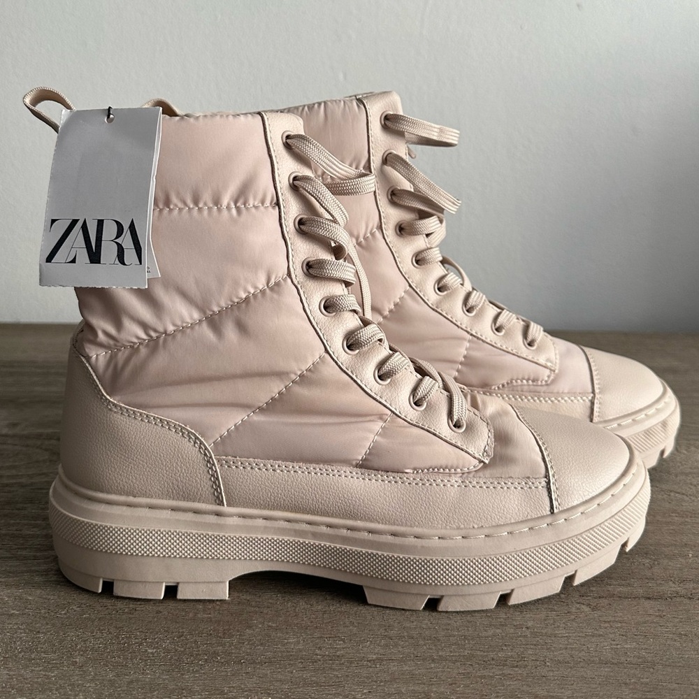 Zara Cream Ankle Boots Size 38 / 7.5 Women’s